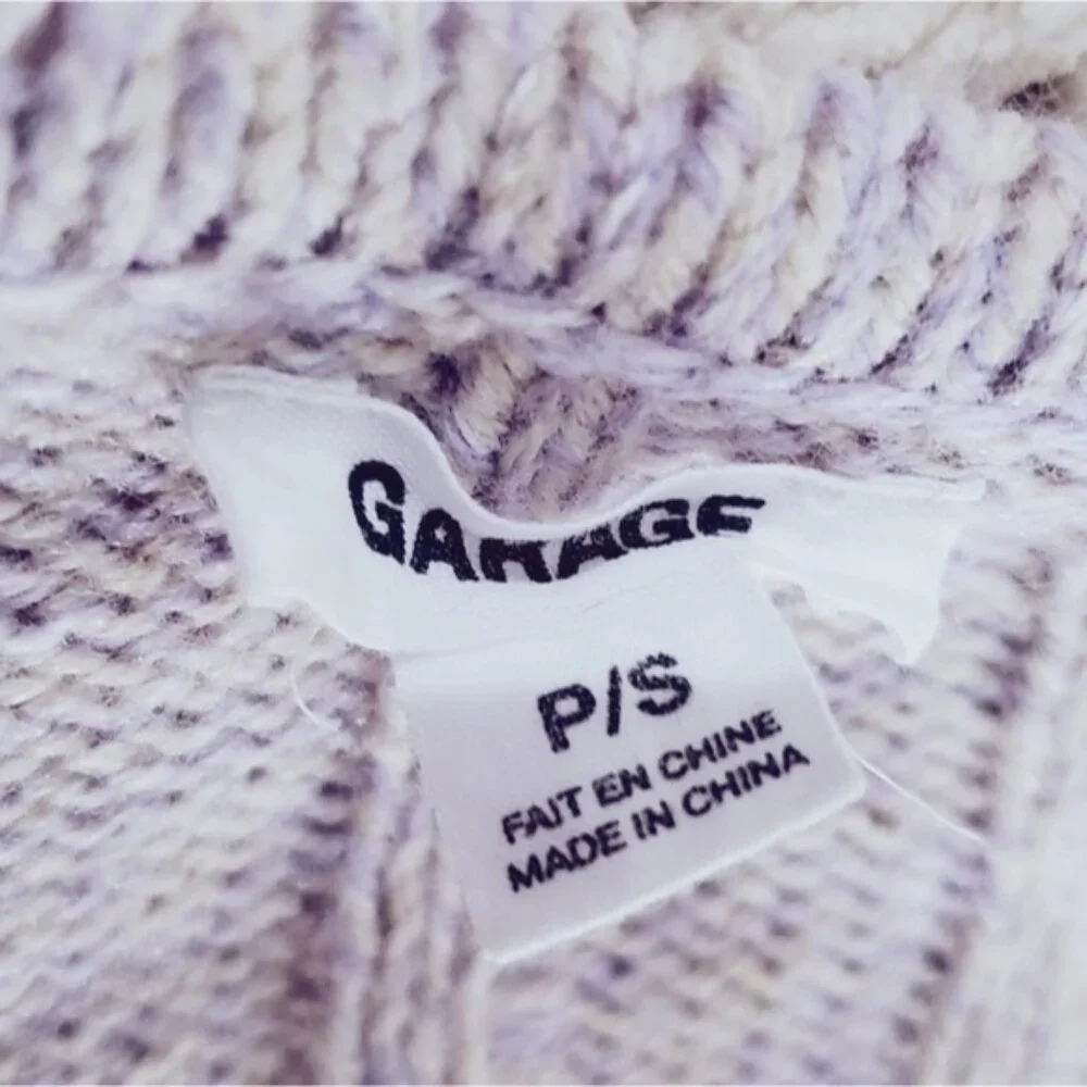 Garage Cotton Knit Ribbed Lilac Cropped Cardigan - Picture 7 of 10